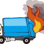 火のついたゴミ収集車
